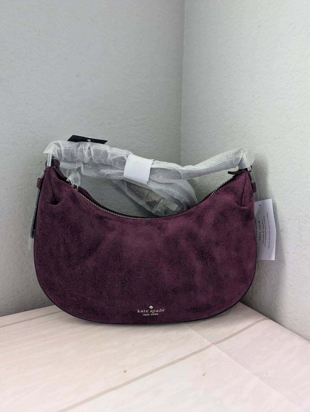 NWT Kate Spade KP282 Selene Suede Shoulder Bag In Deep Cherry